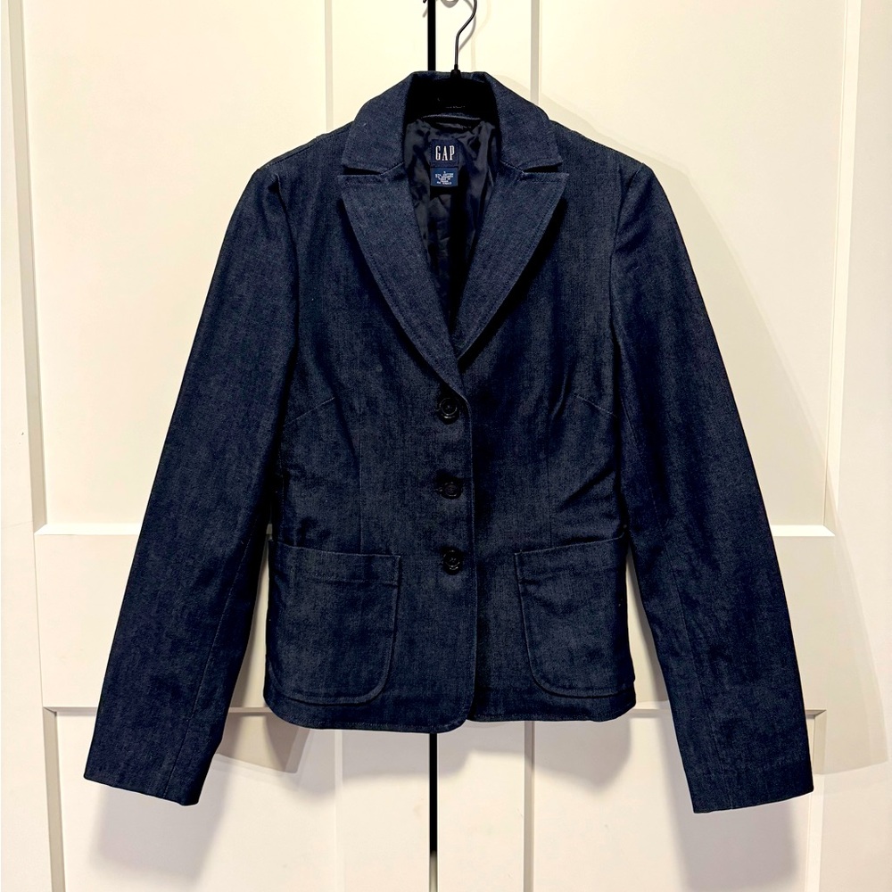 Dark Denim Tailored Suit Jacket. GAP, Great Quality, Size 1 = Size 3/4